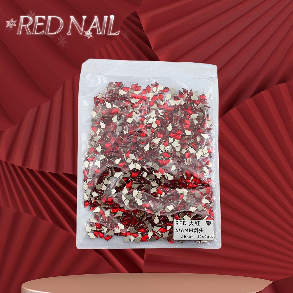 Pachet întreg de Crăciun de Anul Nou, mic, mare, roșu, fund plat, formă specială, diamant, artă pentru unghii, ornament pentru unghii, diamant roșu în formă specială