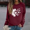 Damenmode Lässig Langarm Einfarbig Bedruckt Rundhals Oberteil Sweatshirt