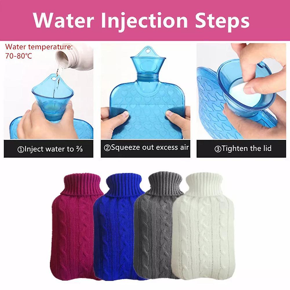 Hot Water Bottle Long Term Heat 2L Leak-Proof Bed Bottle with Knitted Cover Hot Water Bottle for Bed for Adults Children