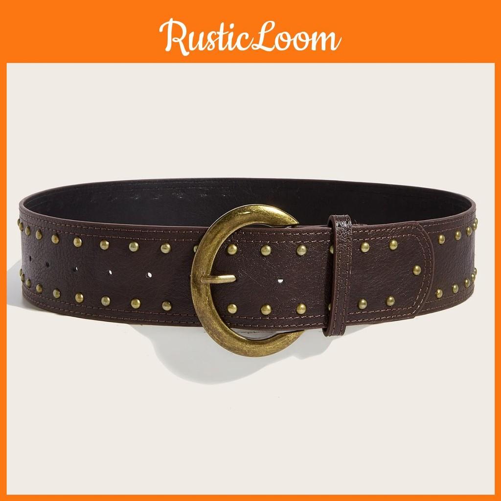 Rivet Leather Punkinspired Belt With Double Row Stitching Urban Style Outfits