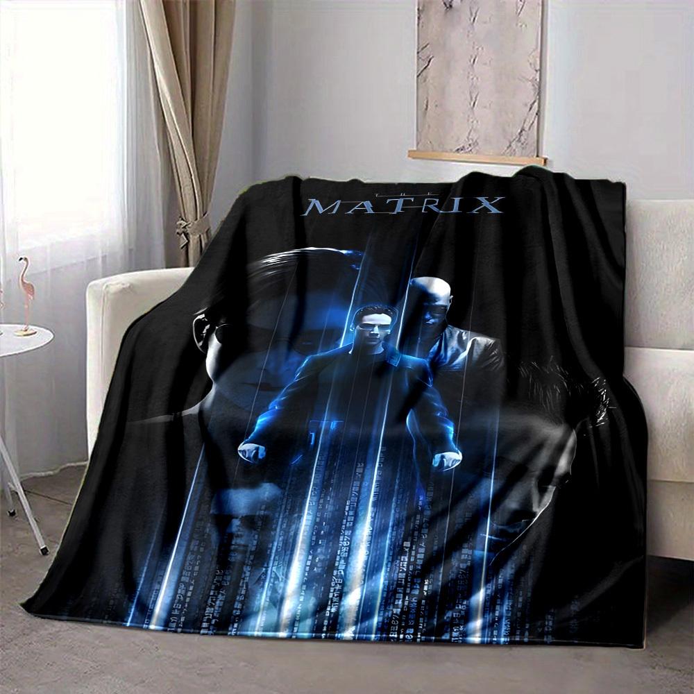 1pc Matrix, Neo Blanket Lightweight Flannel Throw For Sofa, Bed, Travel, Livingroom, Office, Couch, Chair, And Bed