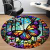 1pc Butterfly Garden Office Round Area Rug, Indoor Mat Suitable ForOffice, Under Office Chairs Bedroom Living Room Home Decor, Room Deco  D076