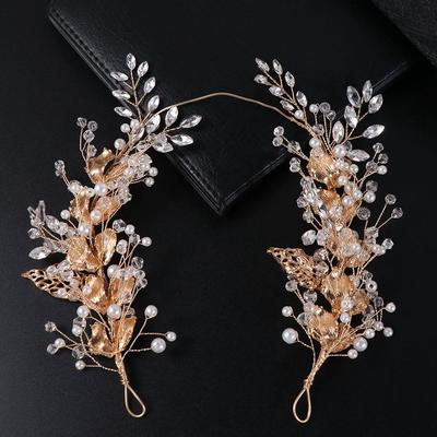 Handmade Bridal Headband Zinc Zinc Alloy Leaf Rhinestone Head Chain Premium Women Hair Jewelry  Wedding