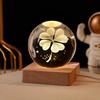 Remote Control Crystal Ball Night Light with Wooden Base – 3D Carving Luminous Glass Ornament, Perfect for Birthdays.