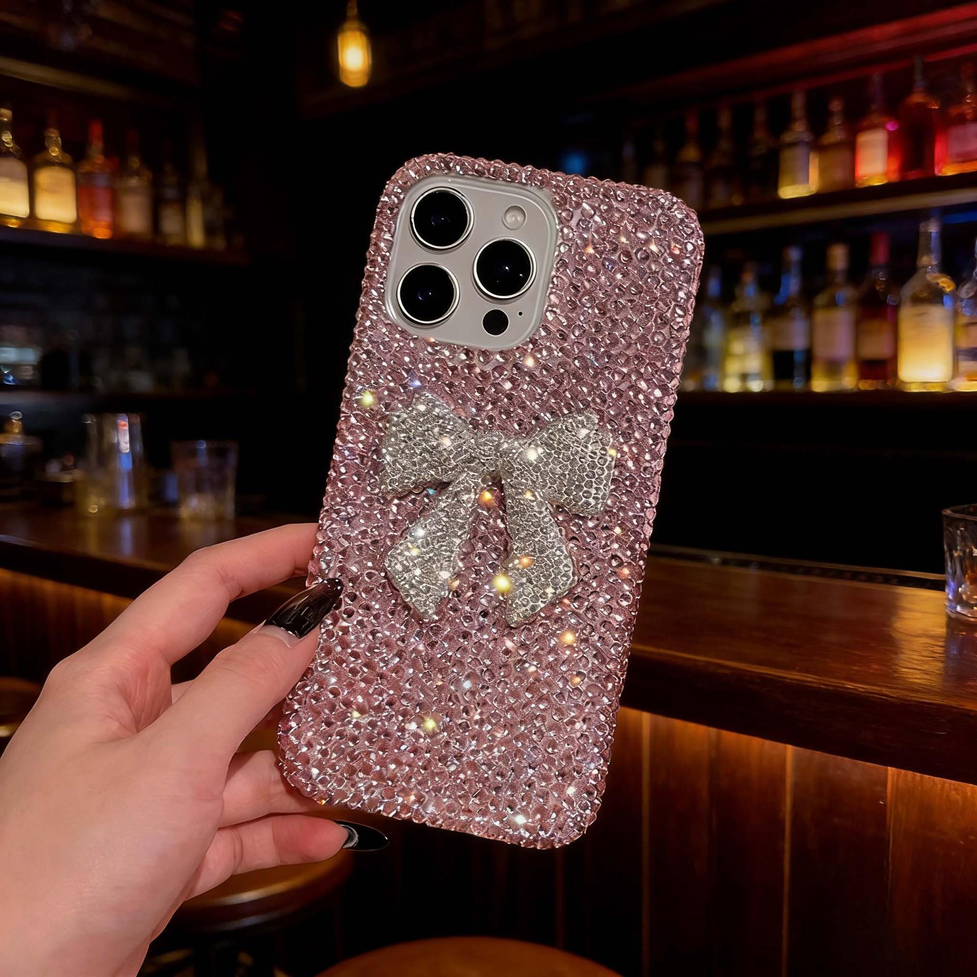 

Elegant Diamond Bowknot Phone Case for 17Pro Max, 15Pro, 12, 11, 16, and 15. iPhone 17