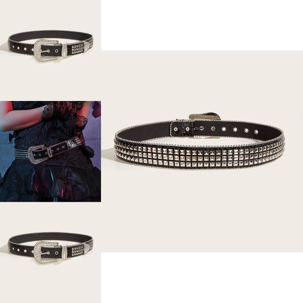 European And American Fashion Water Diamond Buckle Wide Waist Belt For Women With Ins Style Decorative Punk Jeans Belt