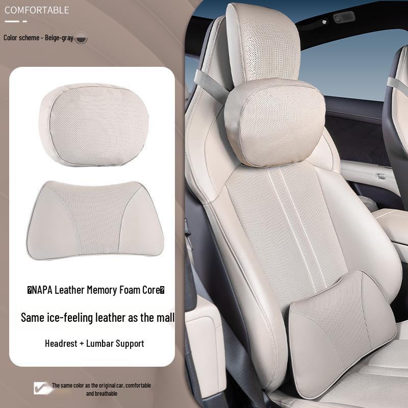 Xiaomi SU7/Ultra/YU7 Magnetic Headrest Neck & Lumbar Support Leather Cushion