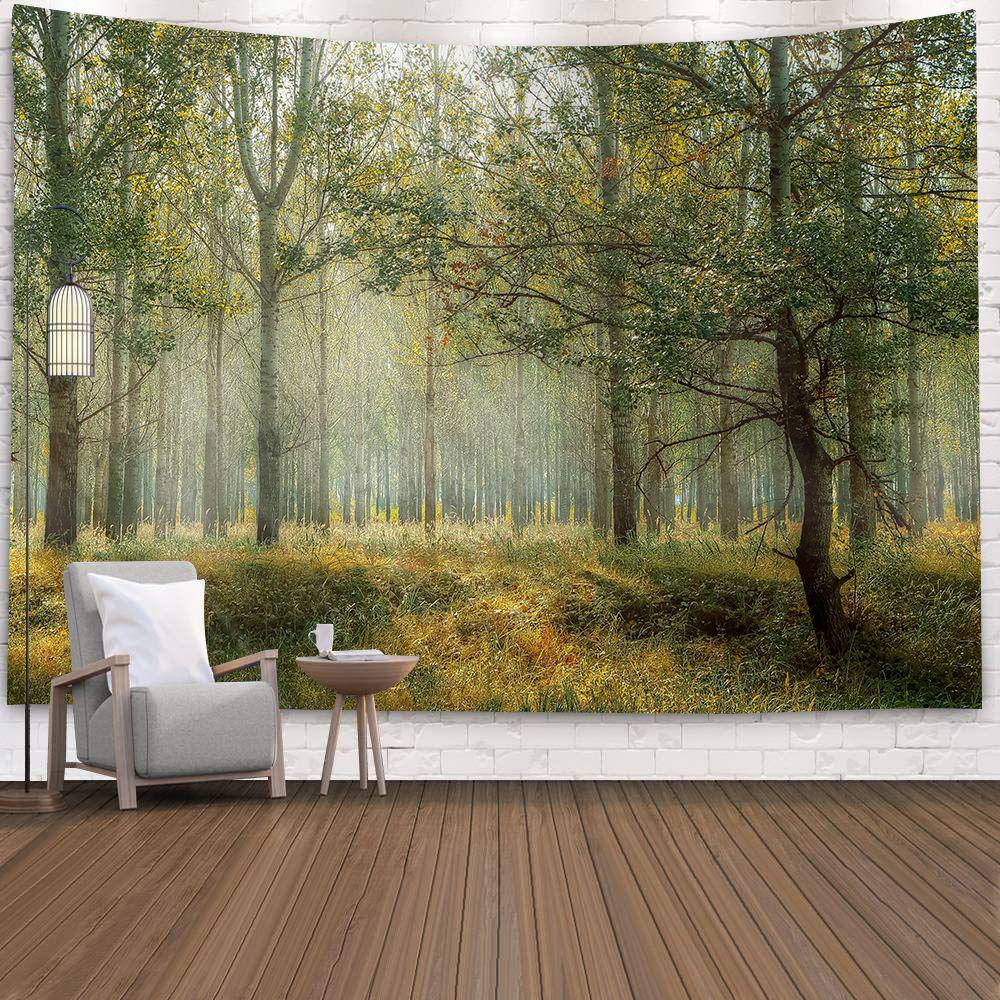 Extra Large Wall Tapestry for Bedroom Decoration Nature Forest  Tree  Landscape  Dark Green