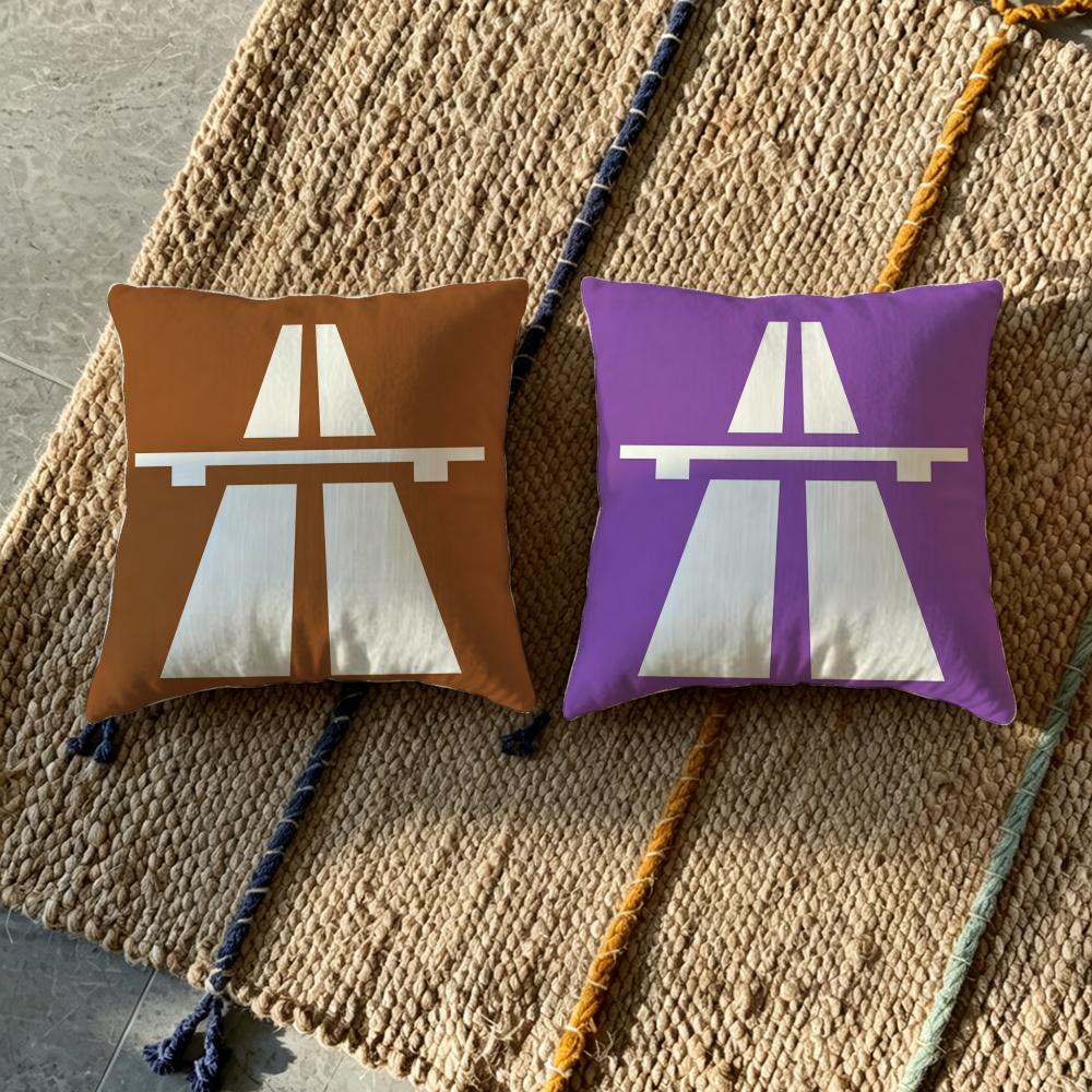 1P- German Autobahn Sign Prints Cushion Cover Natural Linen Pillowcase Set, All-In-One Decor For Sofa, Bedroom & Chair