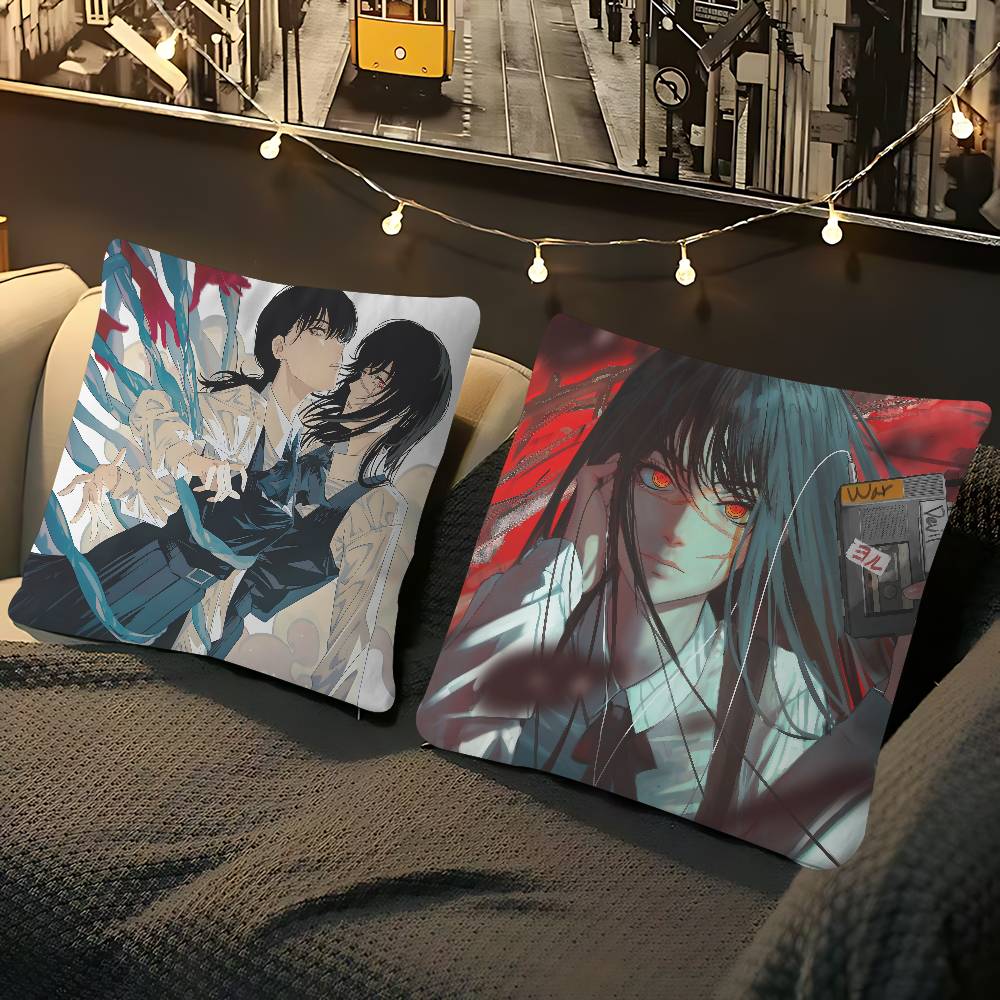 C-Chainsaw-Man Mitaka Asa Pillowcase Toon Gift Cushion Cover Bedroom Home Sofa Chair Seat Decor Pillow Case