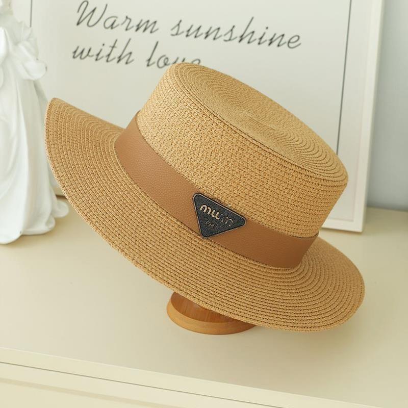 Triangular standard straw hat women's elegant flat hat vacation visor simple versatile casual top hat