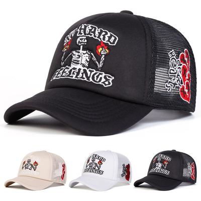 Dame Skaller Flammer Bokstav Brodert Baseballcaps Nettinghatt Utendørs Justerbar Solbeskyttelse Fritidslue Vår Høst Reise Turisme Strandferie
