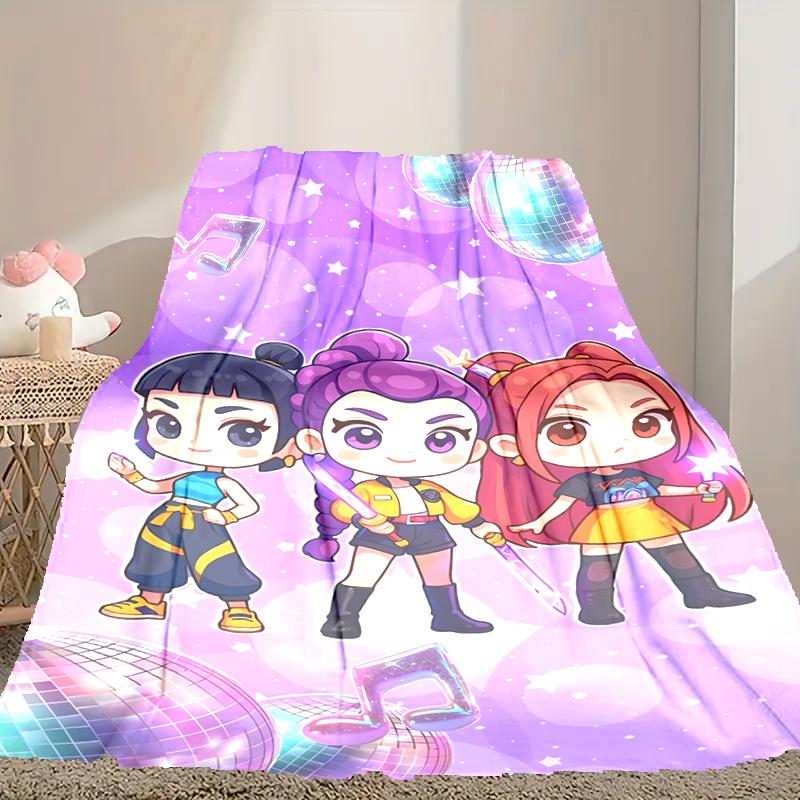 1pc Kpop Demon Hunters Blanket, Home Printed Throw Blanket - Soft Blanket Gift for Family, Washable Sofa Bed Blanket