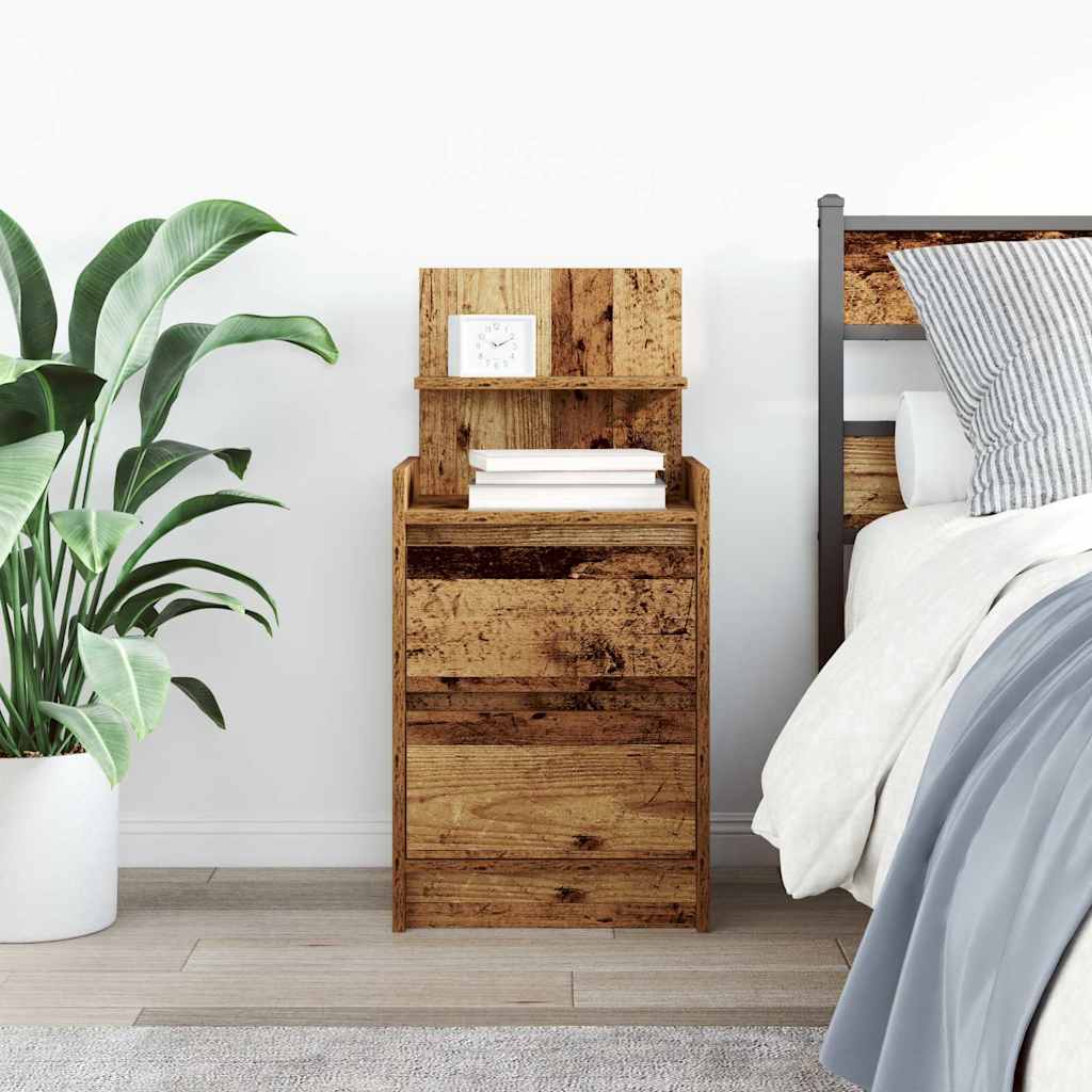 Nightstand with 2 Drawers Rustic Wood Look 38 x 34 x 80 cm