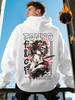 Autumn-Winter Original Men's Casual Sporty Street Trend Y2K Japanese Samurai Pattern Printed Warm Hooded Sweatshirt