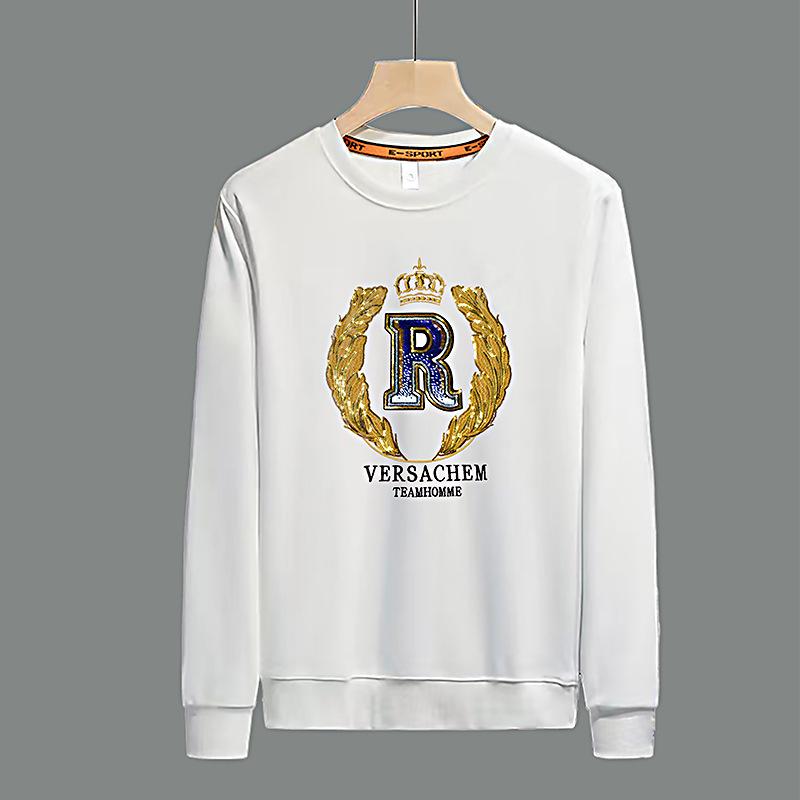 Męska modna bluza z okrągłym dekoltem z haftowanym cekinowym logo R - Nowy wszechstronny europejski styl z długim rękawem