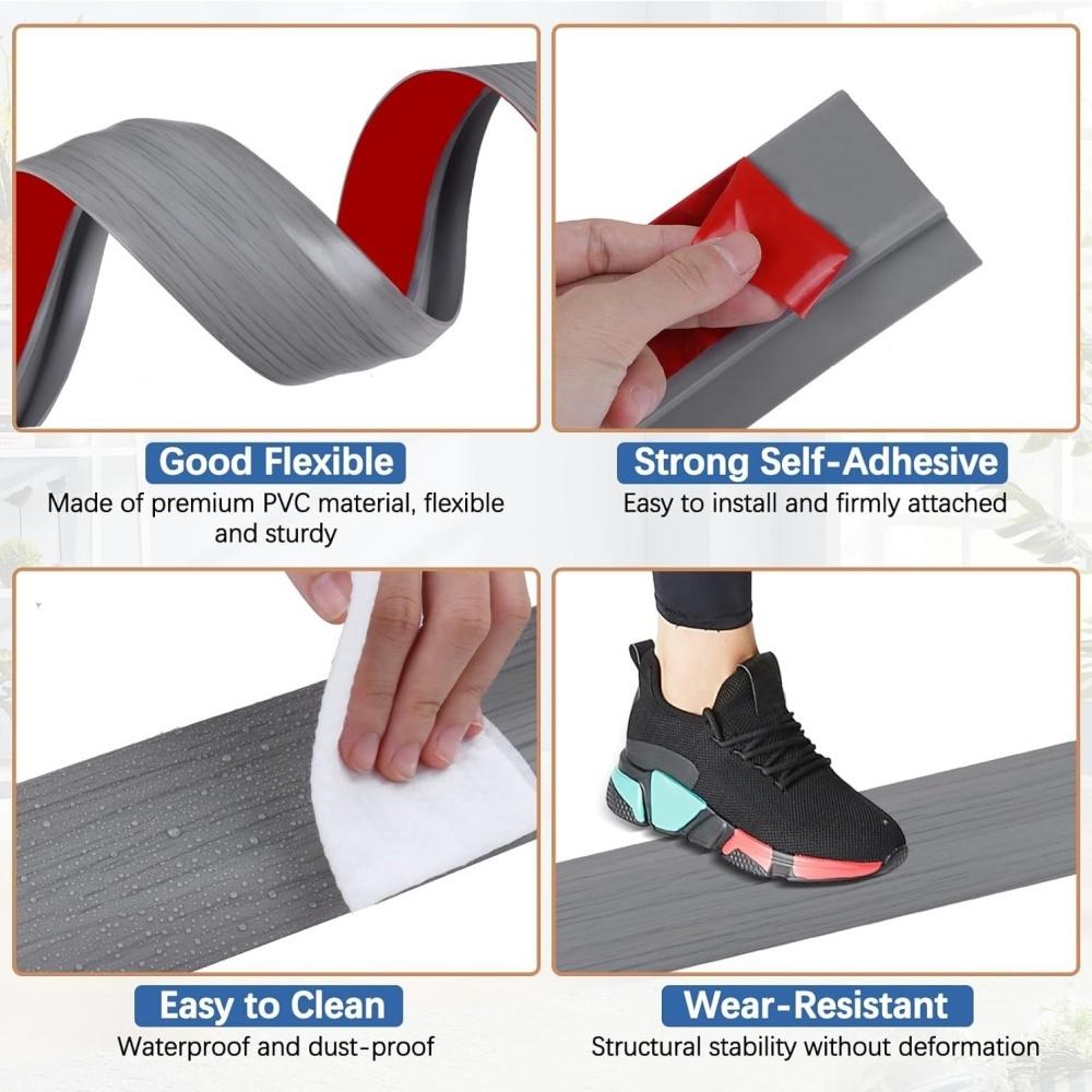 1pc 2m/78.74in Pvc Floor Transition Strip Waterproof Floor Transition Strip Non-slip Pvc Threshold Ramp for Doorways Carpet Gap