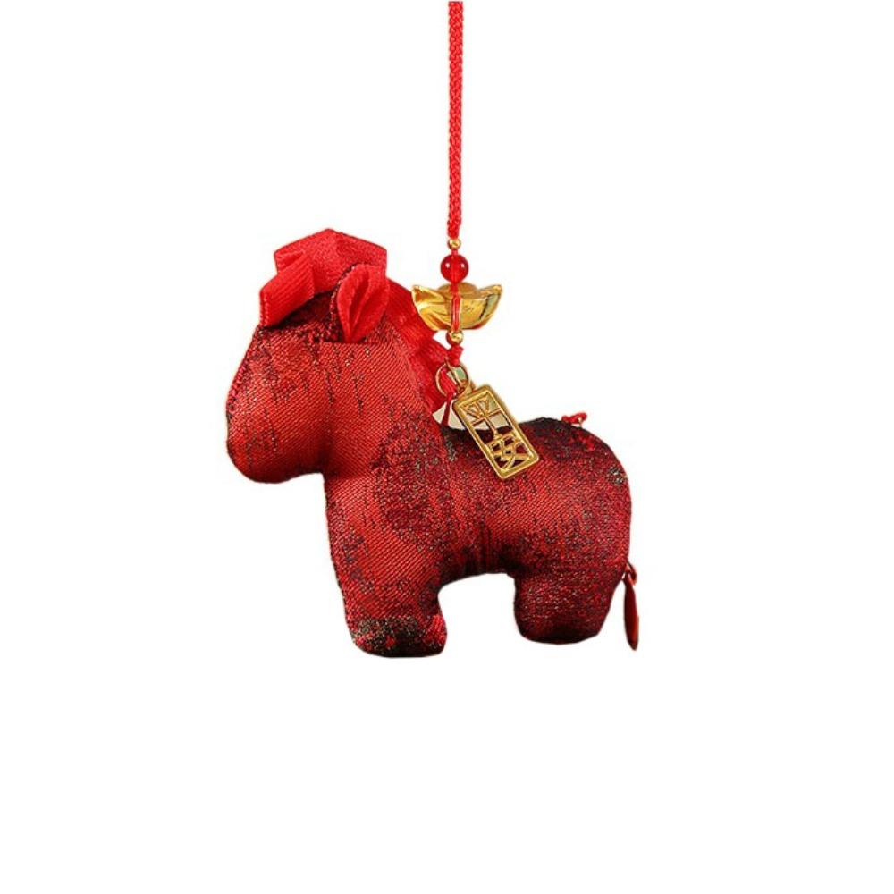 Brocade Zodiac Horse Sachet Refillable Embroidery Bag Horse Hanging Decoration Chinese Style New Year Pony Car Pendant Gift