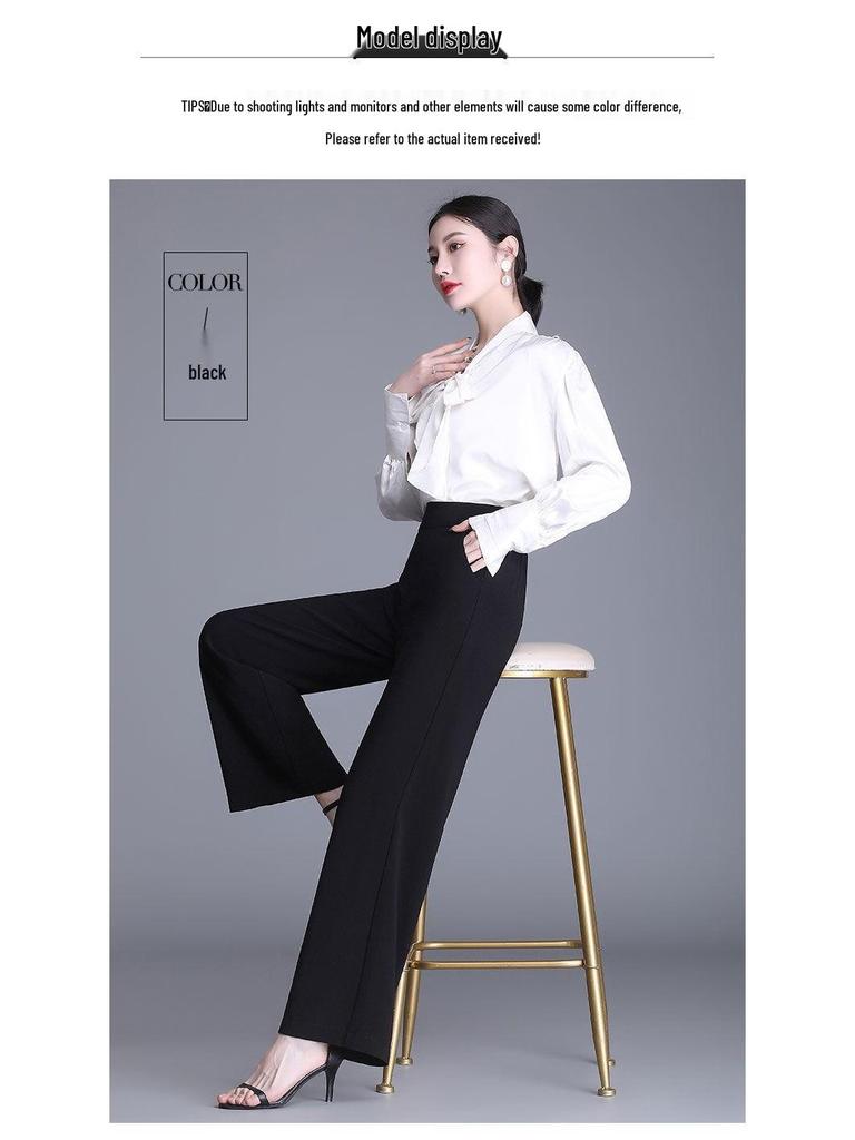 Women's High-Waisted Draped Wide-Leg Pants, 2026 Spring/Autumn Collection - Loose, Straight-Leg, Slimming Design.