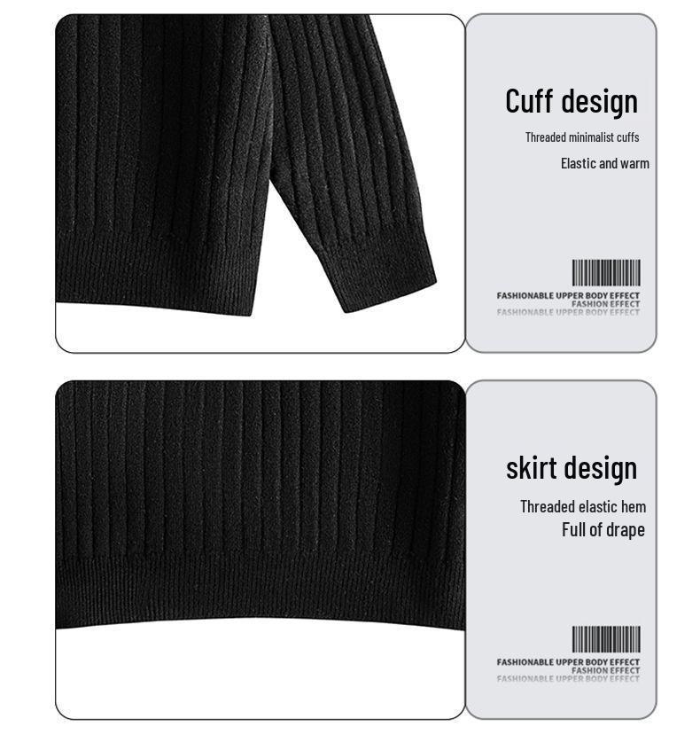 Men's Casual Ribbed Knit Sweater - Autumn/Winter Round Neck Loose-Fit.