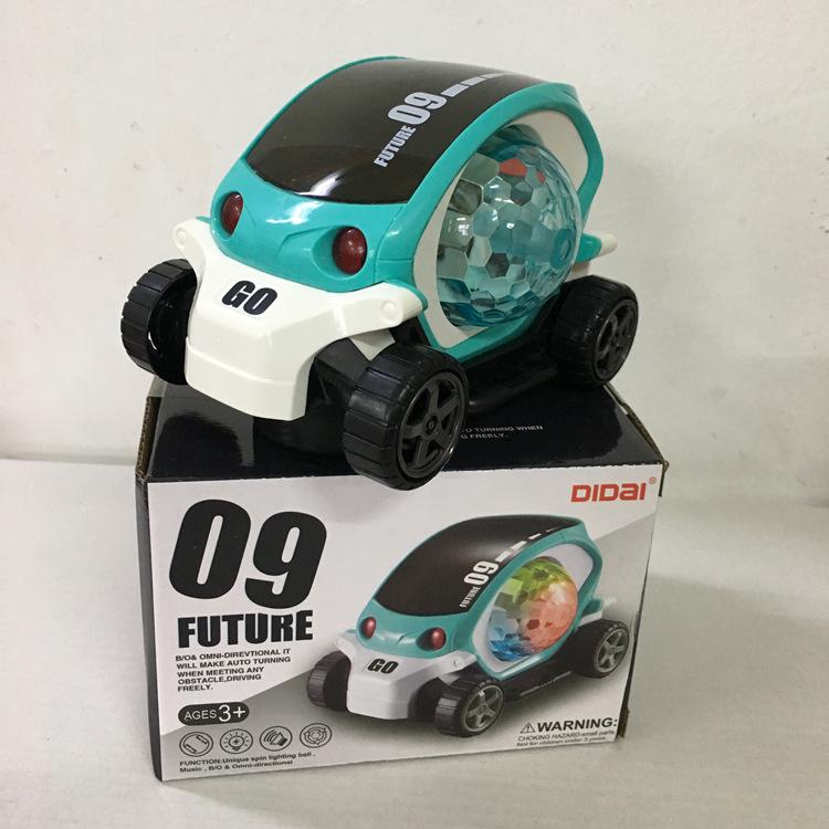 

Вращающаяся электрическая игрушка в виде мультяшной машинки с 3D-подсветкой и музыкой