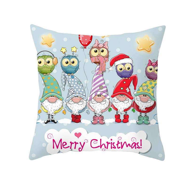 Cartoon Christmas Peach Skin Pillow Cover New Sofa Cushion Cover Square Cushion Pillow Cover