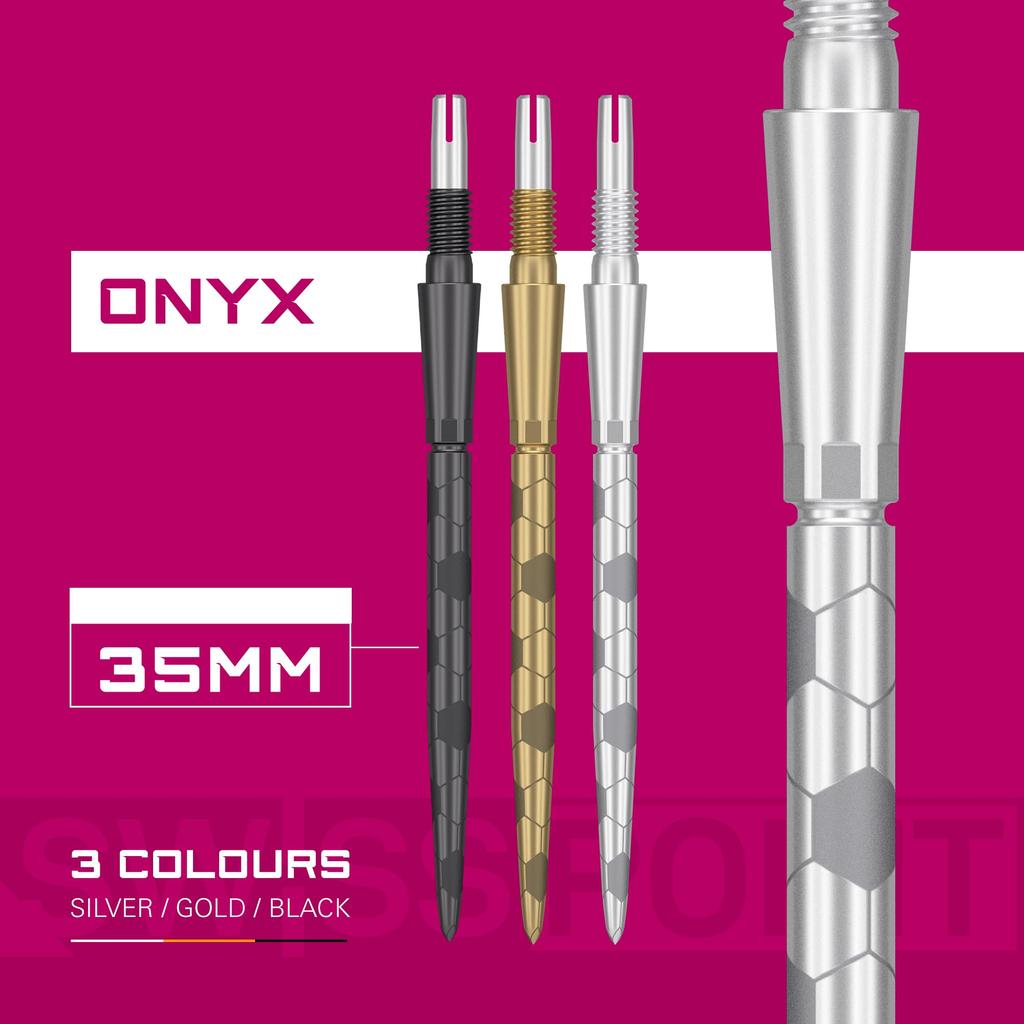 Target Darts Swiss Storm ONYX Dart Points of Replacement Steel Dart Points (Set 3) 26mm/30mm/35mm - Silver/Gold/Black (35mm, Silver)