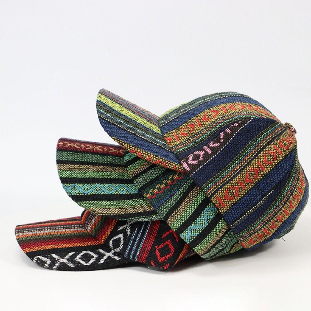 Bohemian Stil Baseballkappe Stoff Zufällig Bunt Gemustert Schirmmütze Patchwork Verstellbar Baseballmützen