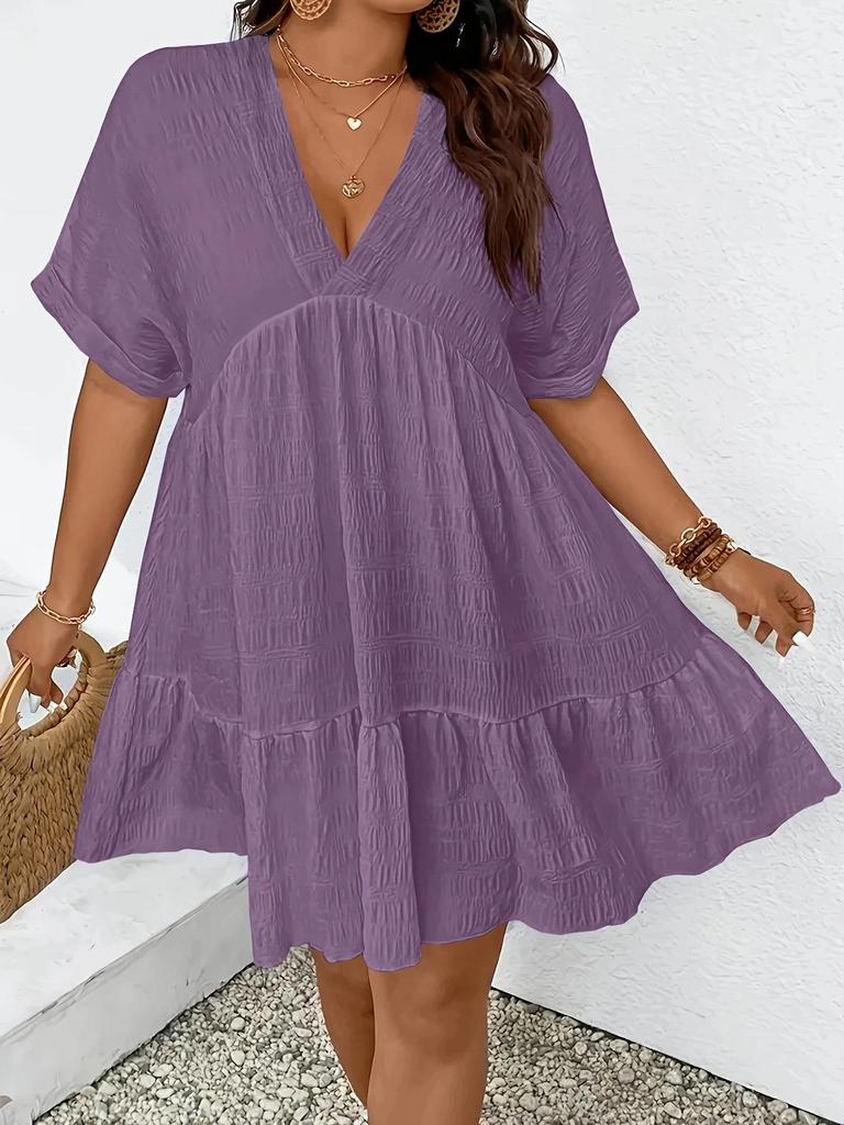 Nuevo Vestido Casual de Verano para Mujer 2025 con Escote en V Profundo, Manga Corta y Corte Holgado