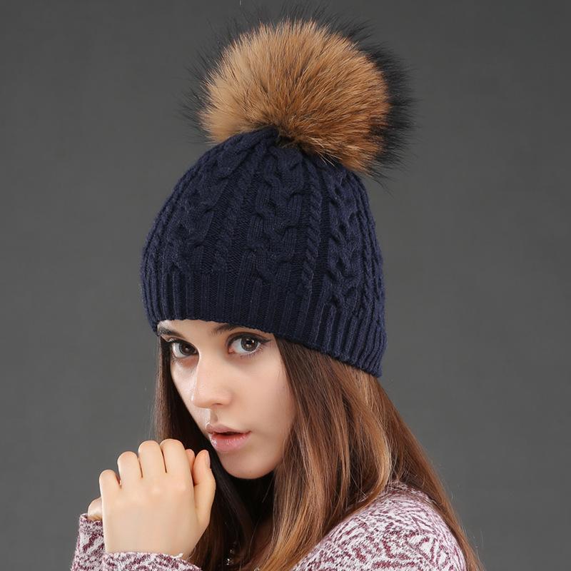 Damen Doppelschicht Winter Warm Fried Dough Twist Strickpullover aus Waschbärwolle