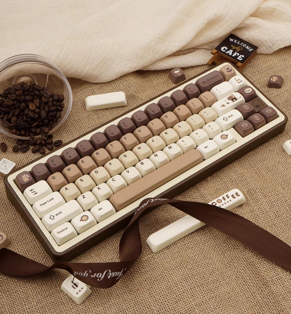 MAIMOOO Coffee Keycap Cherry Pbt Transparent Pc Customized 145Keys 2.25U/2.75U/7U Alice Layout Iso Keycap For Aula F75 F99
