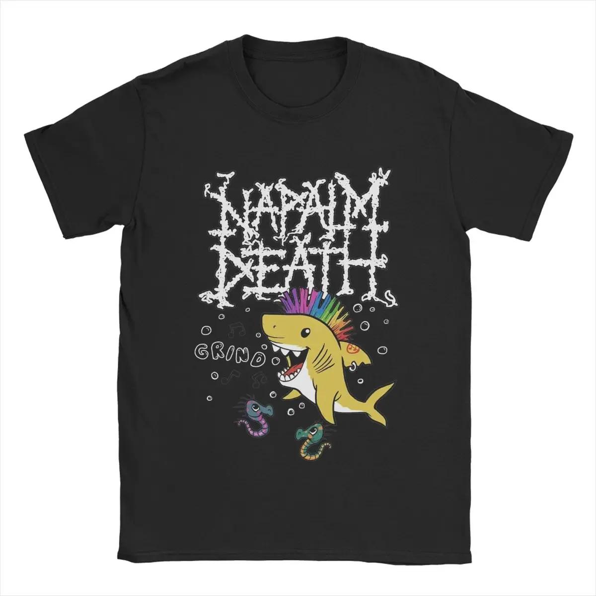 

Vintage Napalm Death Shark T-Shirts for Men Round Collar 100% Cotton T Shirt Short Sleeve Tees Printing Clothes#Color XXXXXL чёрный