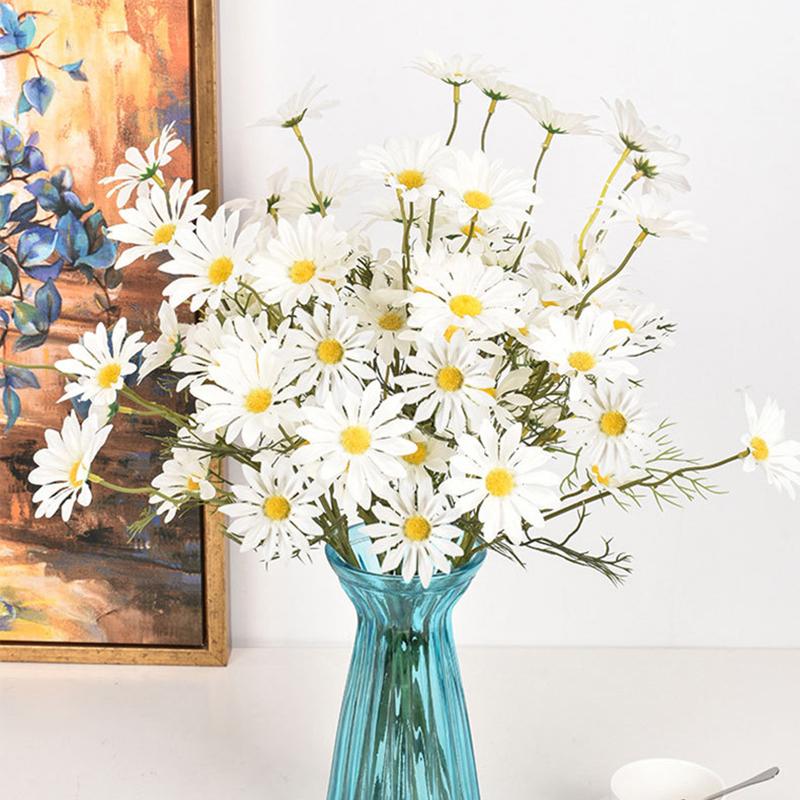 3/5/10Pcs Artificial White Daisy Flower Bouquet DIY Vase Home Garden Living Room Decoration Wedding Party Silk Fake Flowers