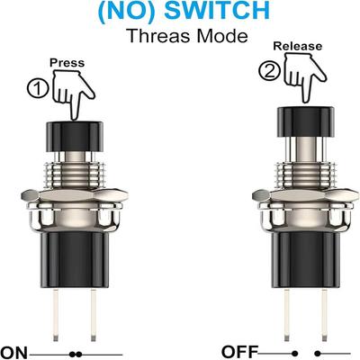 12 Stück Momenttaster, 1 A 250 V AC SPST Mini-Drucktaster, normalerweise offen(NEIN) Schwarze und rote Kappe