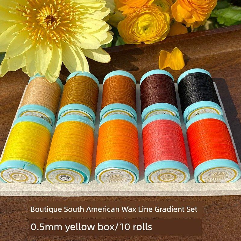 

3-прядная 6-прядная южноамериканская вощеная нить ручного плетения шнур материал для DIY 0,35 0,5 мм чрезвычайно тонкая плетеная вощеная нить для ремешка, браслета 0.5mm yellow set