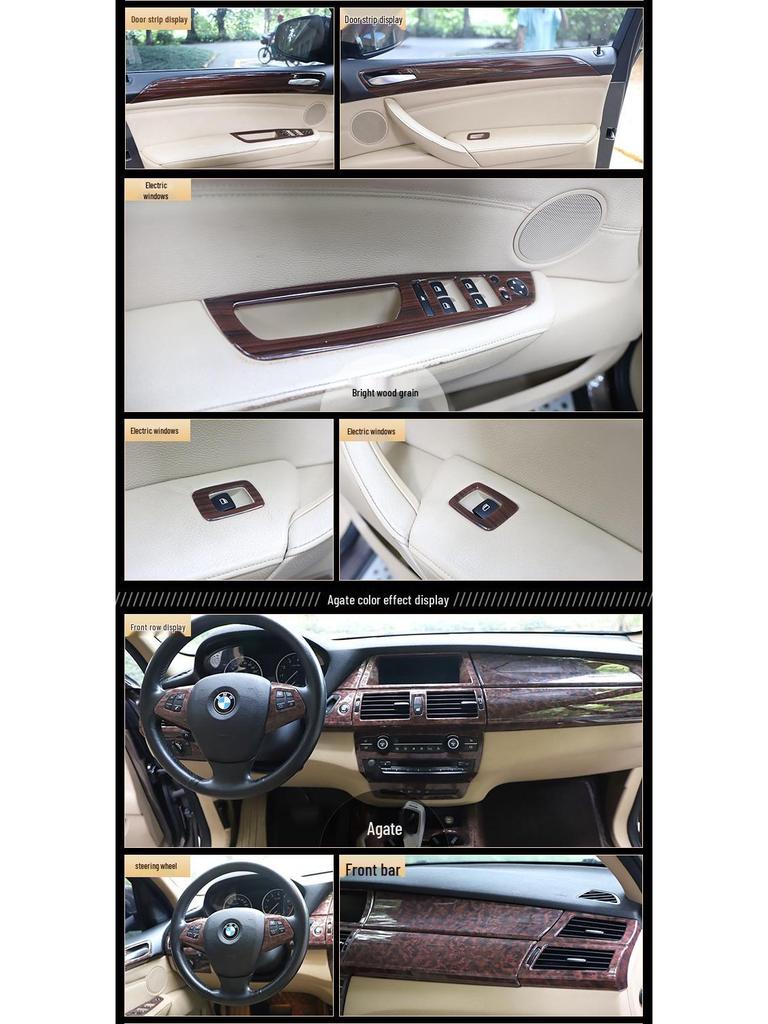 Peach Wood Carbon Fiber Interior Trim Set for 08-13 X5 - Anti-Scratch Bright Film Stickers