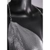 Women Nightclub Backless Metallic Sequin Spaghetti Strap V Neck Halter Split Dress Elegant Party Dress For Evening Wear