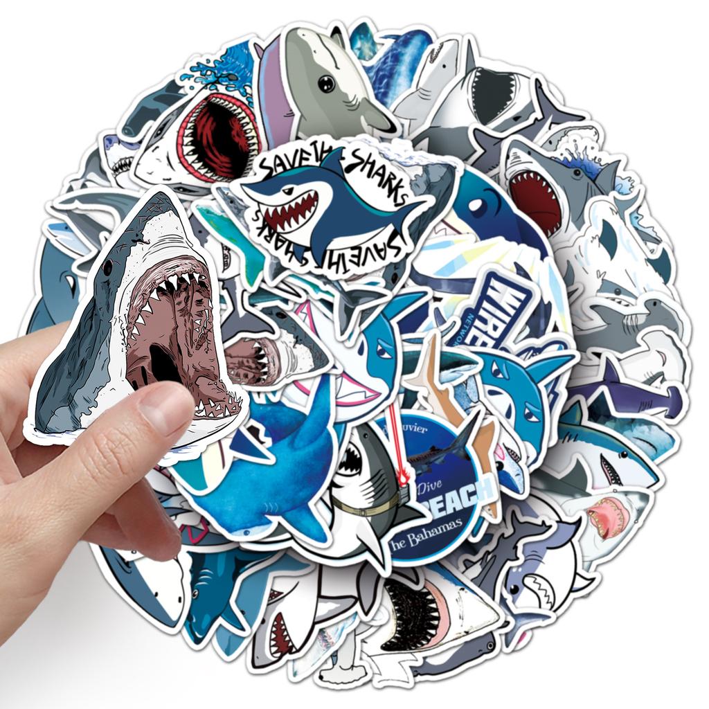 50 Shark Graffiti Personality Cross-marine Life Creative Guka Decorative Skateboard Water Cup Suitcase Stickers Waterproof