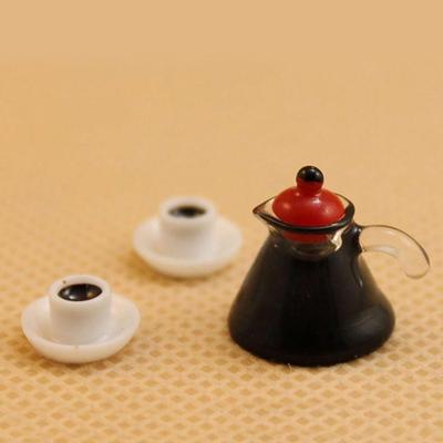 3 Stück Mini-Kaffeekanne, Tasse, Spielzeug, Miniaturmodell für 1/12 1/6 Puppenhaus-Zubehör