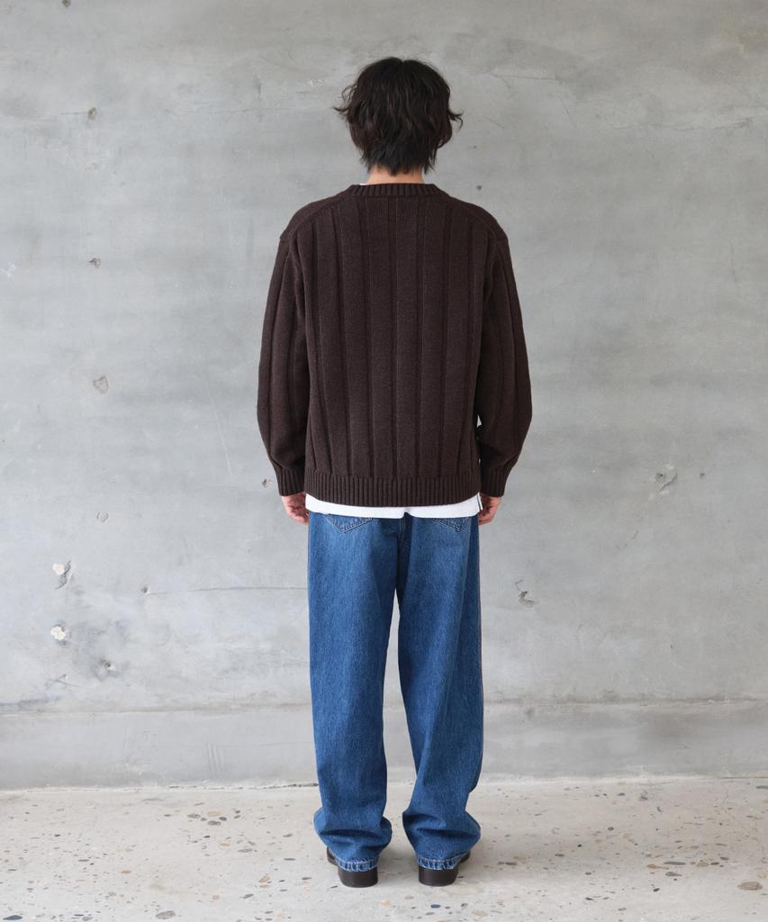 HORLISUN Meadow Wide Rib Crewneck Knit Dark Brown