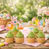 Easter Cake Decoration Kit, Double-sided Colorful  Easter Egg Paper Cupcake Small Sign, Party Supplies
