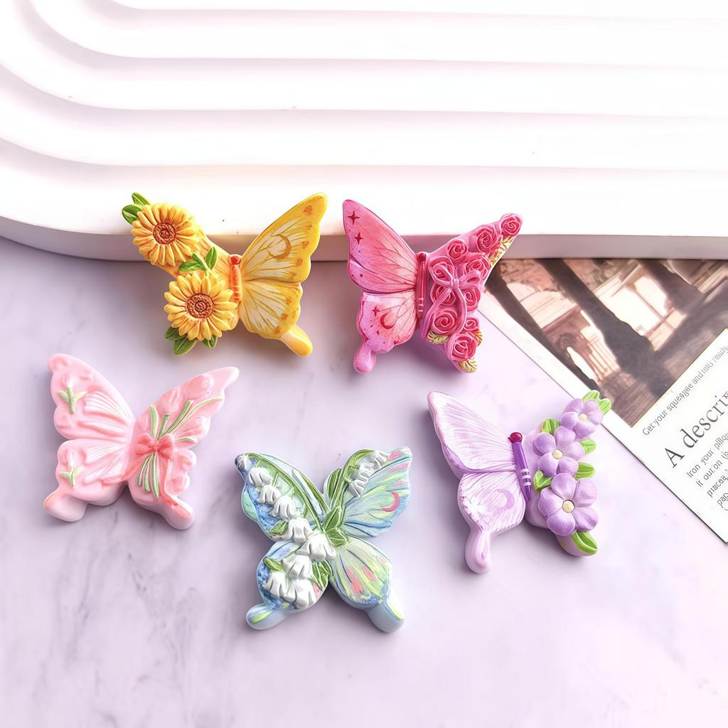 Mini Resin Flower & Butterfly Hair Clips DIY Kit with Stickers and Glue
