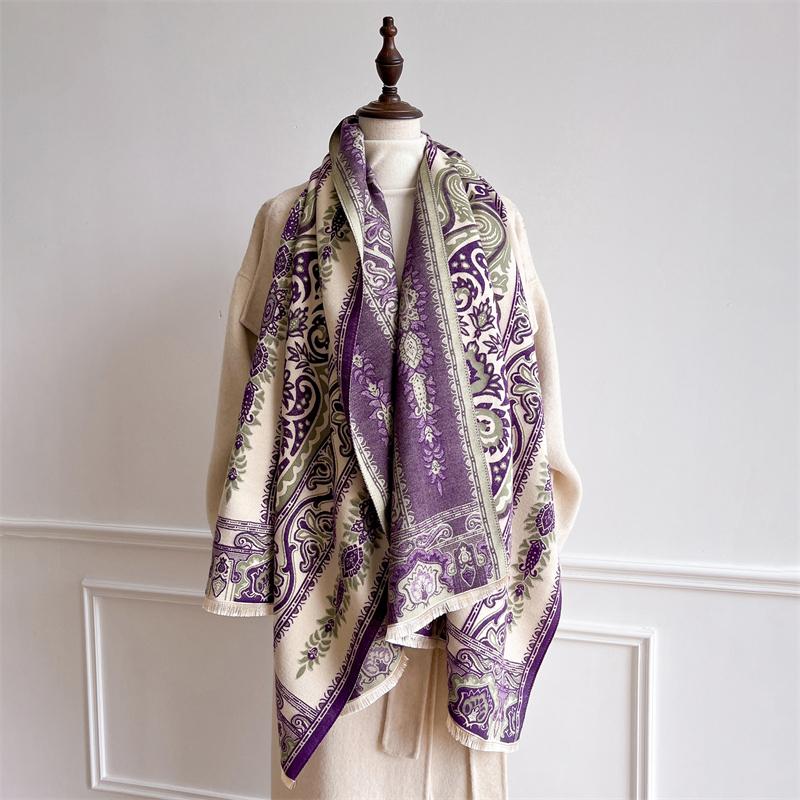 Women Winter Cashmere Scarf Pashmina Shawls Wraps Design Print Female Thick Warm Scarves Echarpe Thick Blanket Stoles