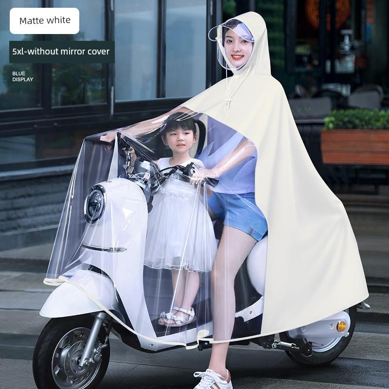 Raincoat Electric Car Double Mother and Child Women Parent-Child Long Body Rainstorm Prevention Battery Motorcycle Special Transparent Poncho