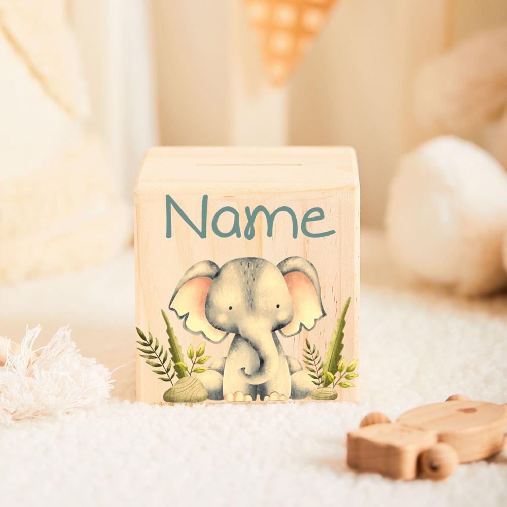 Personalized Money Box Animal with Name Kids Money Boxes Wooden Coin Bank Coin Collection Case Birthday Holiday Gift for Child