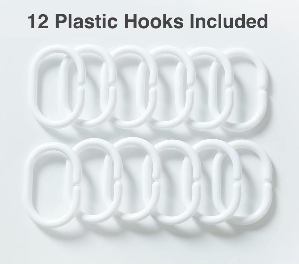 1 szt. Wodoodporna podszewka zasłony prysznicowej z plastikowymi haczykami, Przezroczysta zasłona łazienkowa, Odporna na osady mydła, 71x79 cali