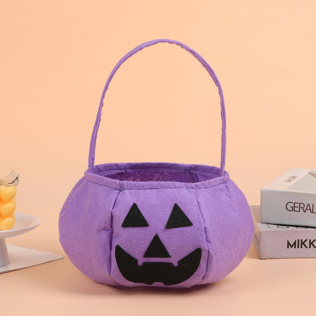 Halloween Glow-colored Pumpkin for Collecting Candies - Children's Fabric-covered Candy Bag - Halloween Party Storage Bag