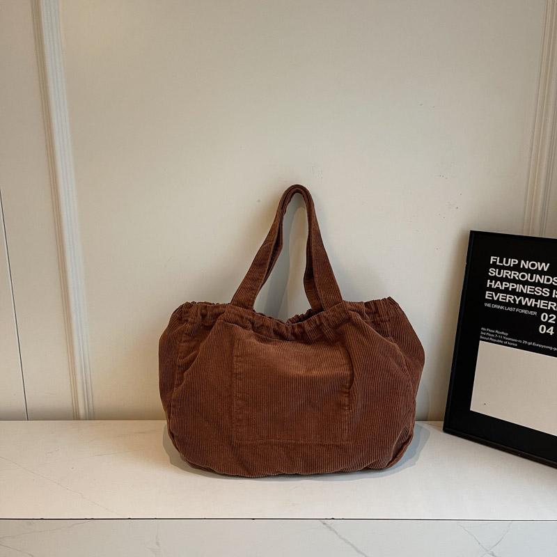 Women's Large Capacity Corduroy Handbag Drawstring Shoulder Bag Tote Bag