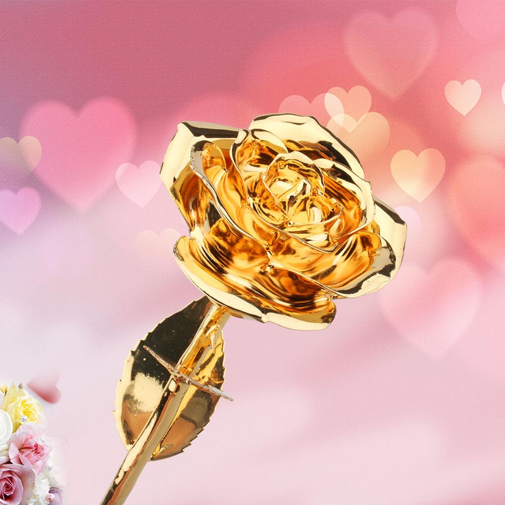 Gold Rose Premium Long Stem Gold Dipped Real Rose Flower Mothers Day Birthday Anniversary Gift