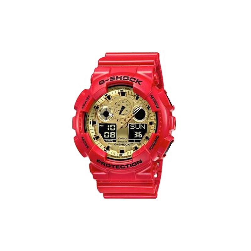 

Casio LCD/Pointer Dual Display Series Special Back Engraving Movement Tomato Scrambled Egg Color Quartz Movement Resin Strap Japanese GA-100CX-4APRT жовтий